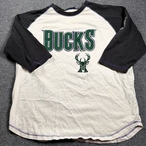 NBA Exclusive Collection Milwaukee Bucks Shirt Mens XL Natural Raglan